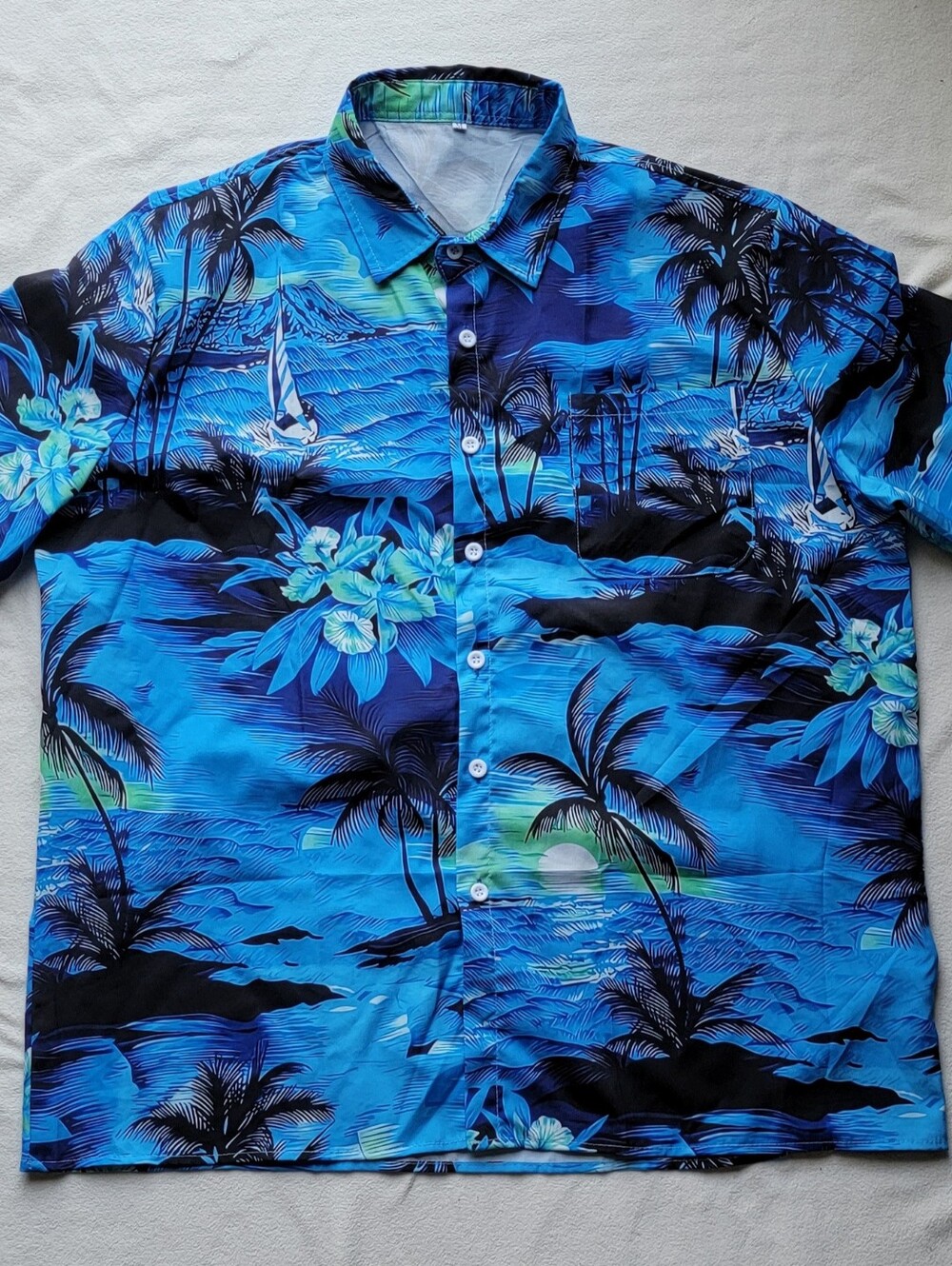 Blue Tropical Hawaiian Button-Up Shirt